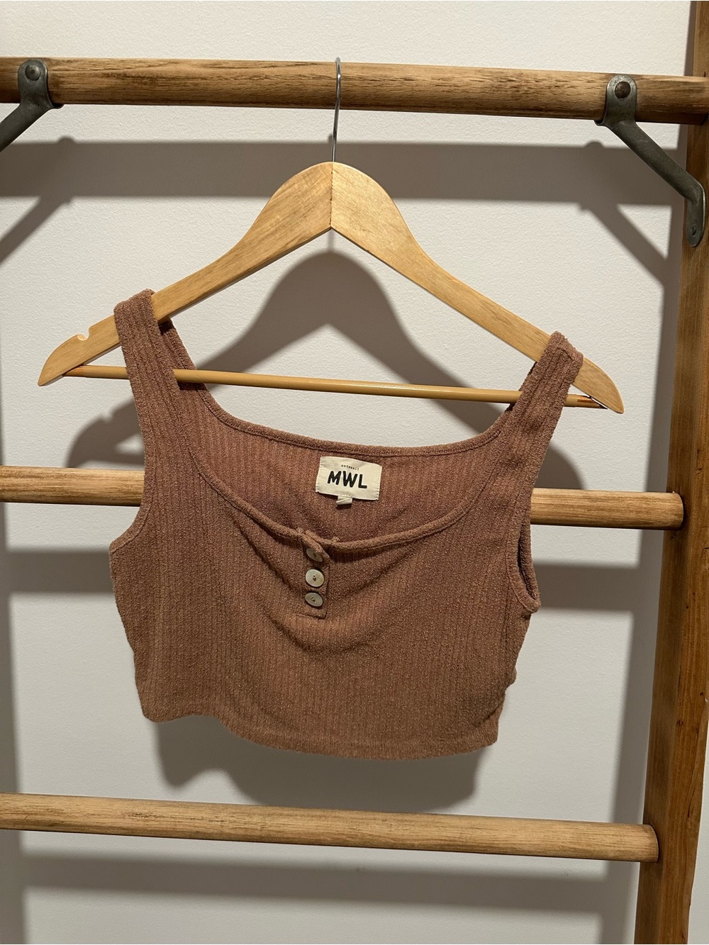 Madewell Ribbed Cropped Tank Top in Dusty Rose